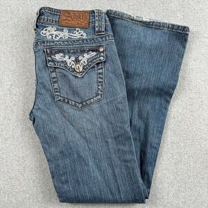 ADIKTO Jeans Women's 4 28 Bootcut Embellished Flap Pockets Low‎ Rise Denim Rodeo